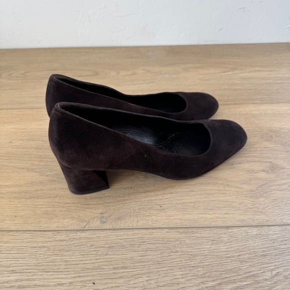 Stuart Weitzman Brown Suede Square toe Heels Size Women’s 8.5 - Picture 3 of 7